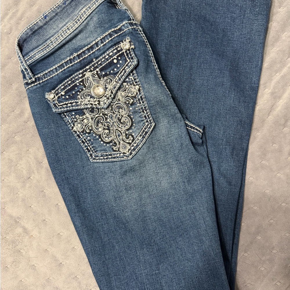 Apt. 9 Blue Boot Cut Jeans with Silver Embellishments
